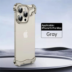 For iPhone 15 14 Plus 13 12 Pro Max Minimalist Aluminum Metal Corner Pad Phone Case Dropproof Shockproof Lens Protection Cover