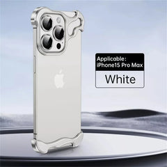 For iPhone 15 14 Plus 13 12 Pro Max Minimalist Aluminum Metal Corner Pad Phone Case Dropproof Shockproof Lens Protection Cover