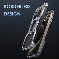 Luxury 360° Rotation Magnetic Stand Metal Phone Case For iPhone 13 14 15 Pro Max Aluminum Alloy Rimless Shockproof Bumper Cover