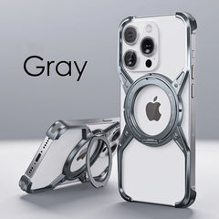 Luxury 360° Rotation Magnetic Stand Metal Phone Case For iPhone 13 14 15 Pro Max Aluminum Alloy Rimless Shockproof Bumper Cover