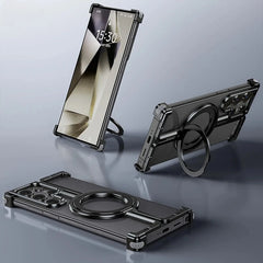 Magnetic Ring Stand Case for Samsung Galaxy S25/S24 Ultra – Stylish Metal Bumper & Holder